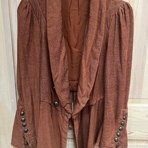 Free People Rust Buttoned Boho Blazer Jacket